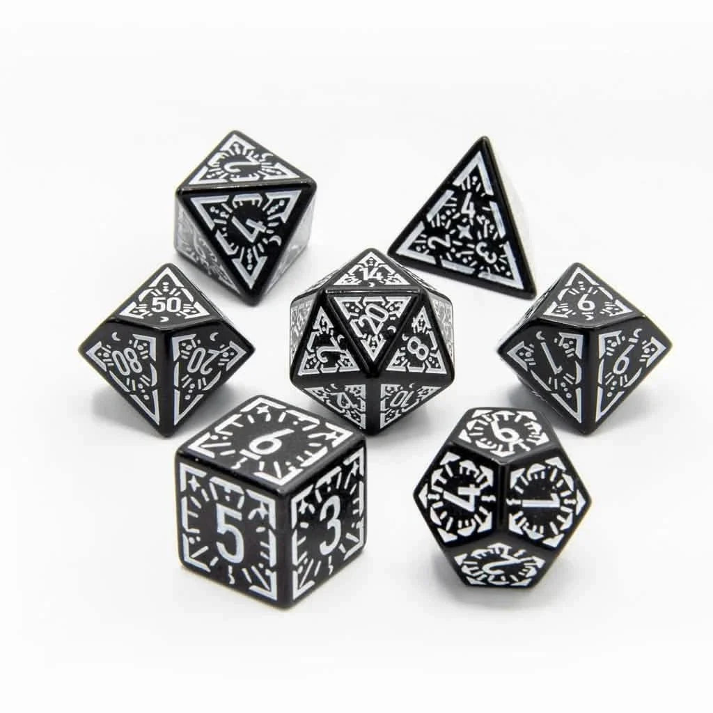 Lunar Ray | Soft Edge Dice | Acrylic | 7 Piece Set