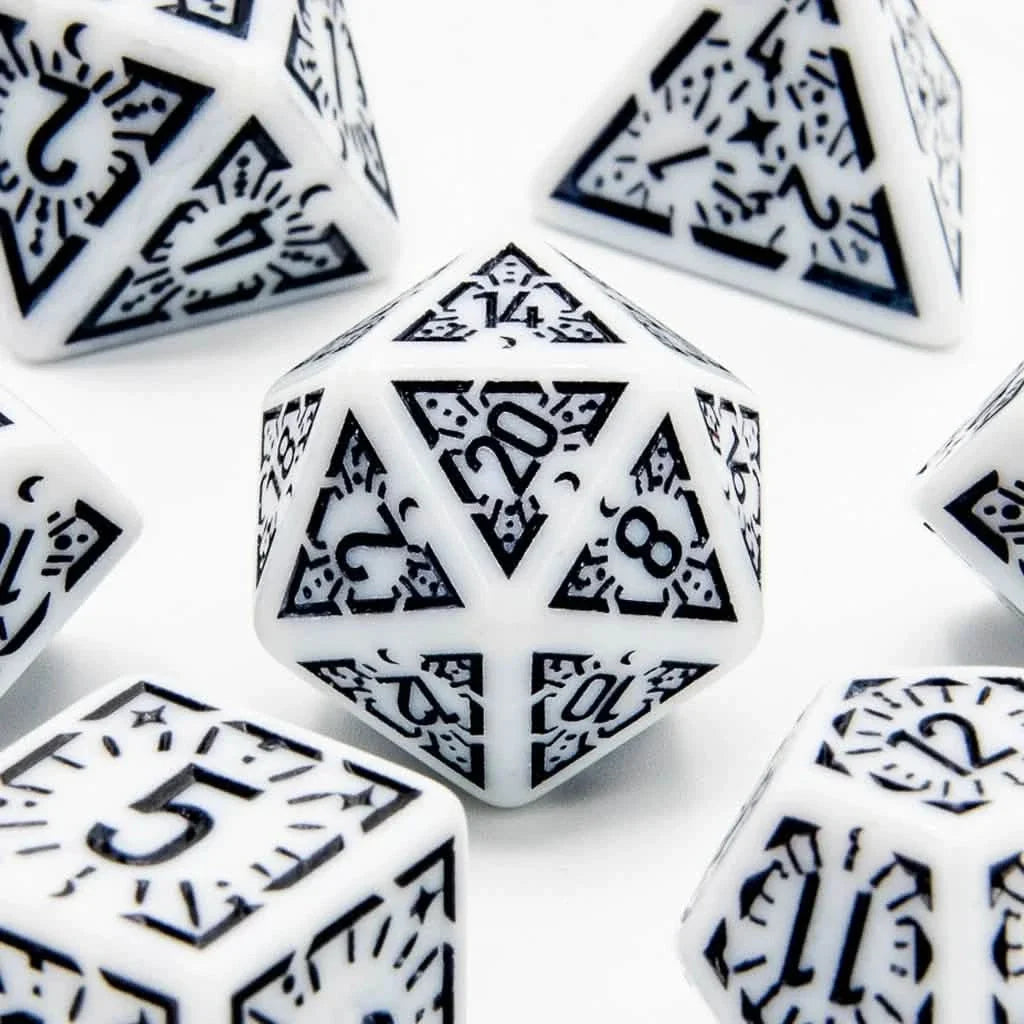 Arcane Veil | Soft Edge Dice | Acrylic | 7 Piece Set