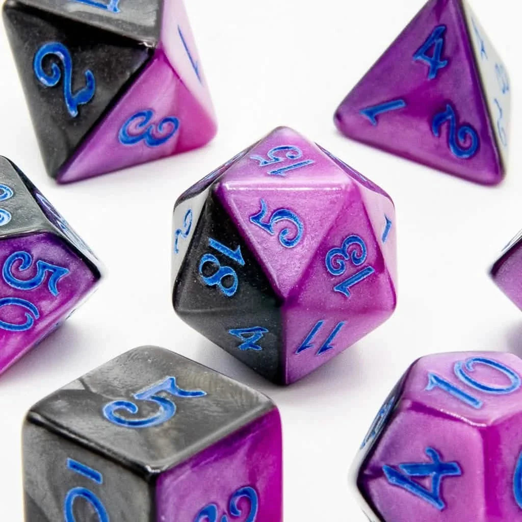Midnight Amethyst | Soft Edge Dice | Acrylic | 7 Piece Set