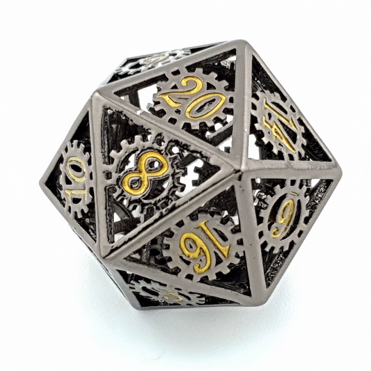 Gears of Fate | Hollow Metal Dice | 7 Piece Set