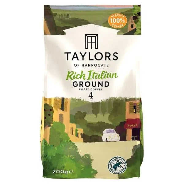 Taylors of Harrogate Rich Italian Ground Roast Coffee 200g (Case of 6)