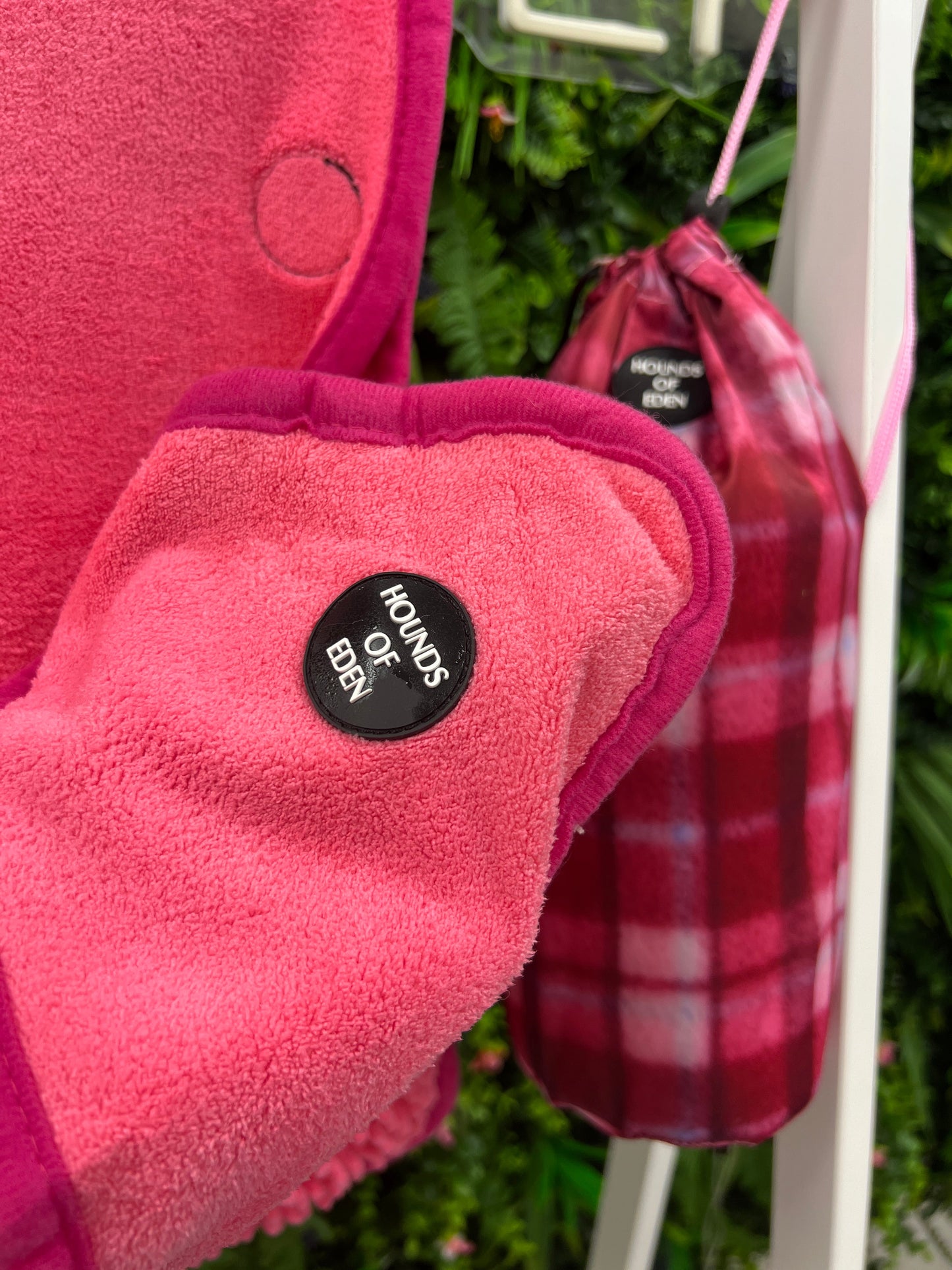 Rose Berry Plaid Dog Towel