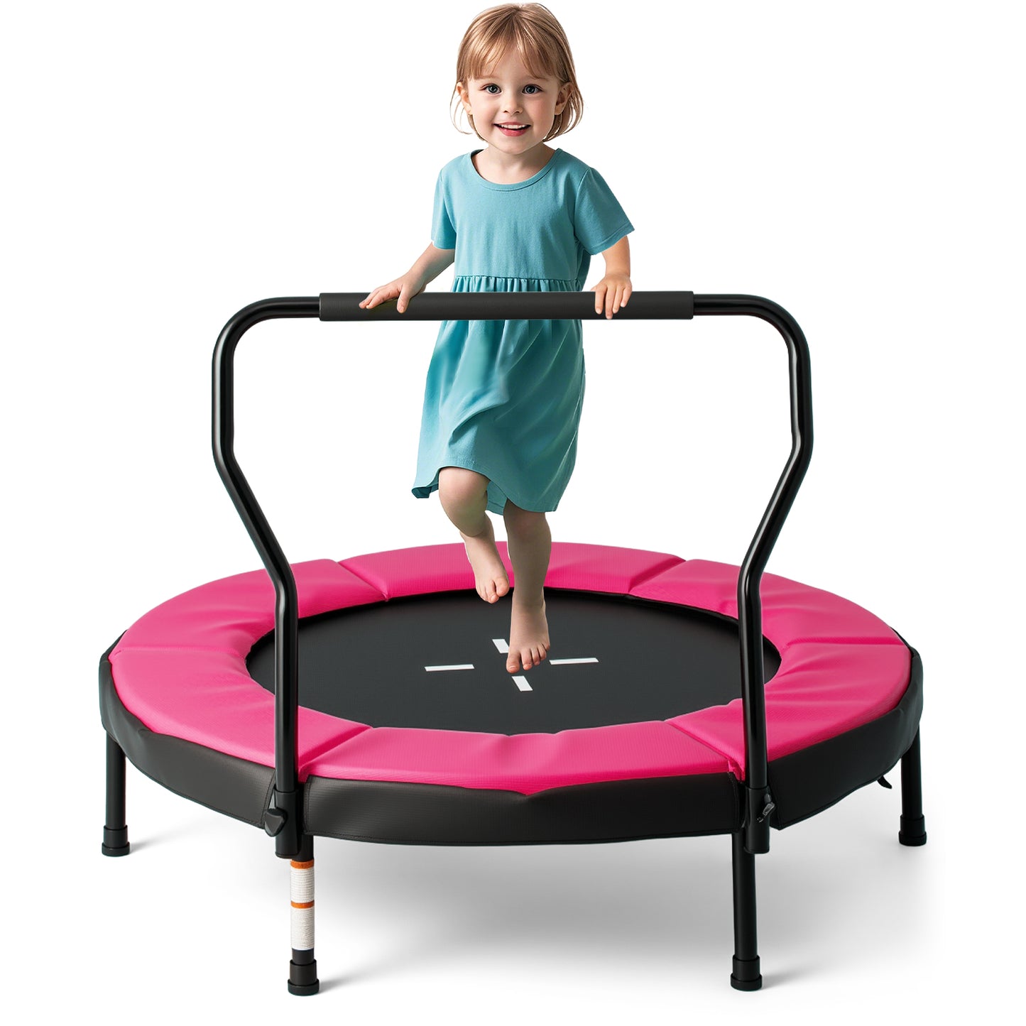 Trampoline for Kids Indoor Outdoor Fitness Trampoline with Handlebar-Blue