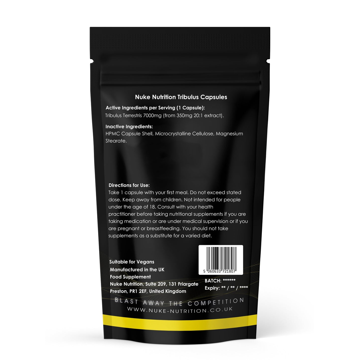 Tribulus Terrestris Capsules 7000mg 95% Saponins - Natural Extract + High Strength Testosterone Booster