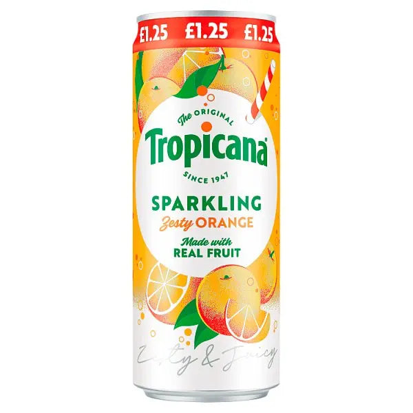 Tropicana Sparkling Zesty Orange Juice Drink 250ml (Case of 12)