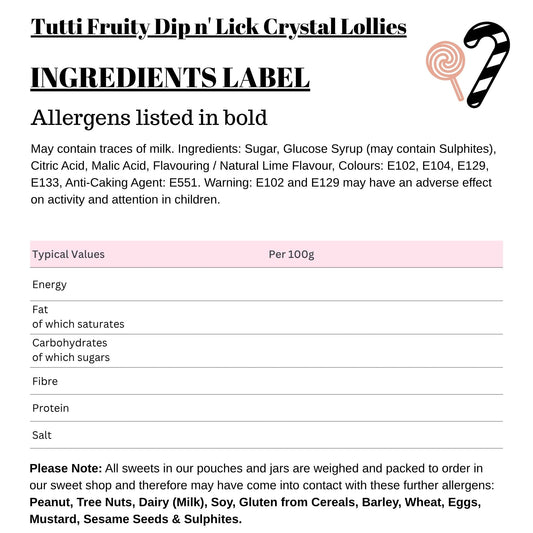 Tutti Fruity Dip n' Lick Crystal Lollies