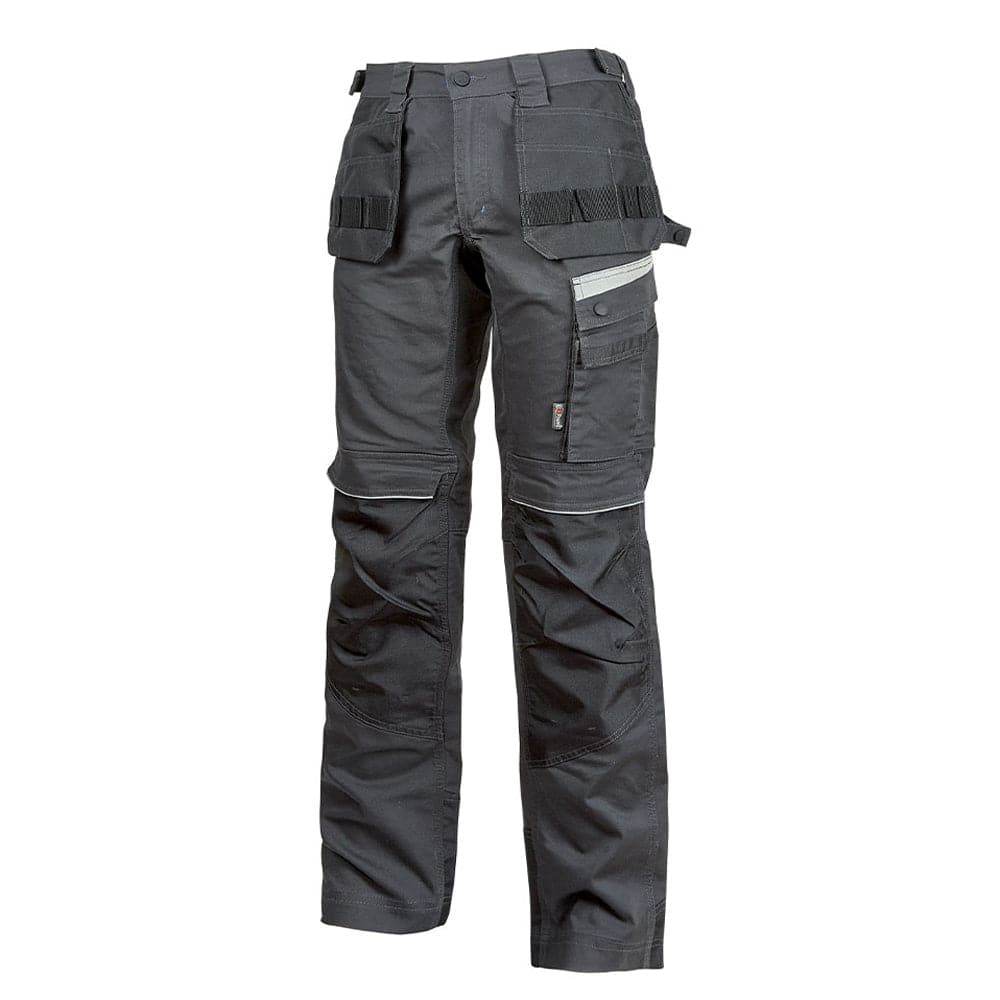U-Power Gordon Elasticated Waist Canvas Stretch Work Trouser Asphalt Grey 36" Waist 33" Leg - EU 52