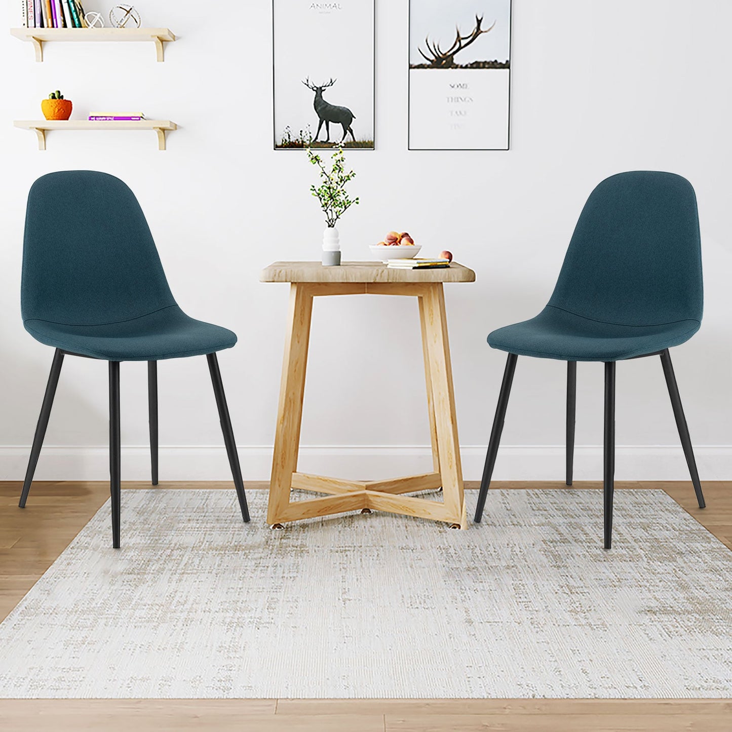 Upholstered Dining Chairs Set of 4 with Metal Legs