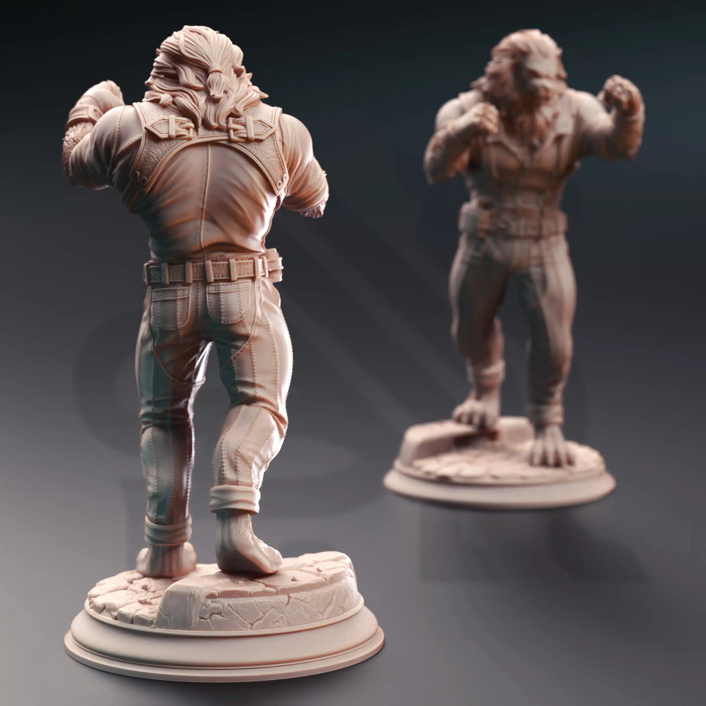 Vaa’dren Snowmane – Lionfolk Bouncer - 3D Printed Fighter Miniature