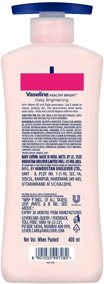 Vaseline Daily Brightening Body Lotion for Radiant, Even Skin Tone 600 ml/20.29 oz