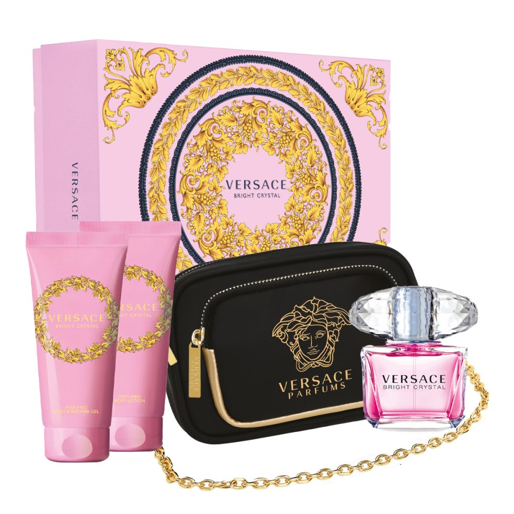 Versace Bright Crystal Gift Set 90ml EDT + 100ml Body Lotion + 100ml Shower Gel + Bag Women's Fragrance