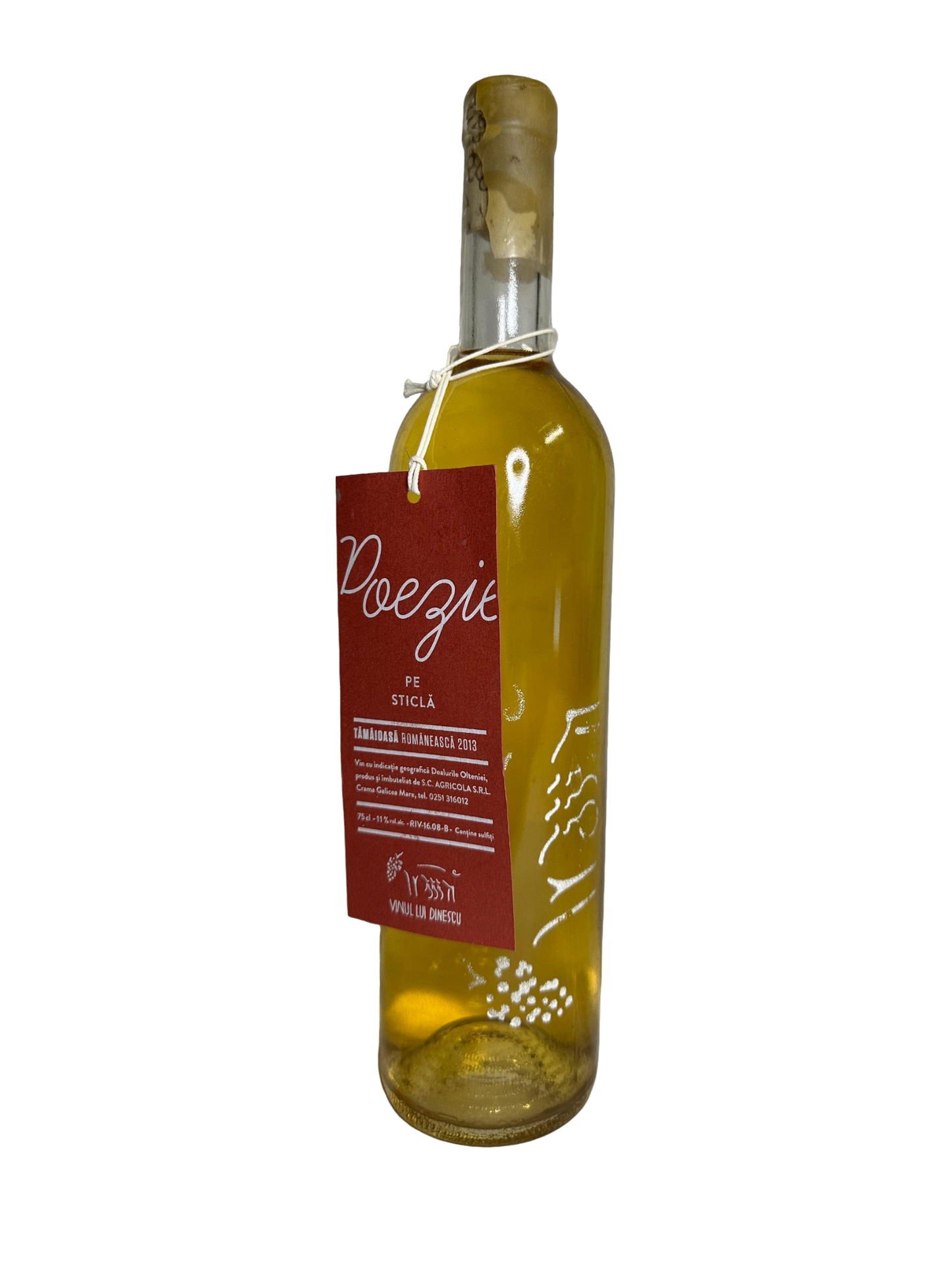 Vinul lui Dinescu Poezie pe Sticla Tamaioasa Romaneasca White Wine