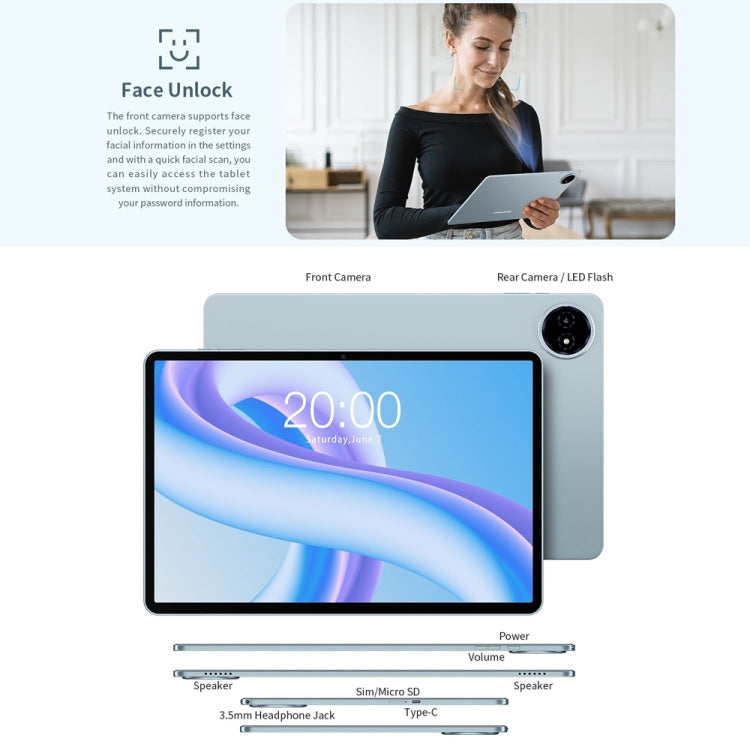 Teclast M50 Plus 4G LTE Tablet PC 10.1 inch, 6GB+128GB, Android 14 MediaTek Helio G85 Octa Core, Support Dual SIM