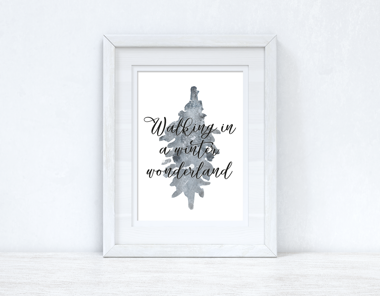 Walking In A Winter Wonderland Grey Tree Winter Christmas Seasonal Wall Home Decor Print