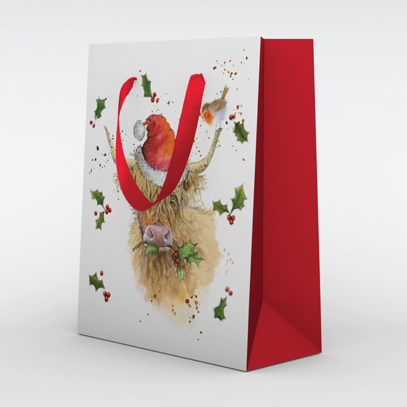 Christmas Gift Bag (Large) - Jan Pashley Highland Coo Cow
