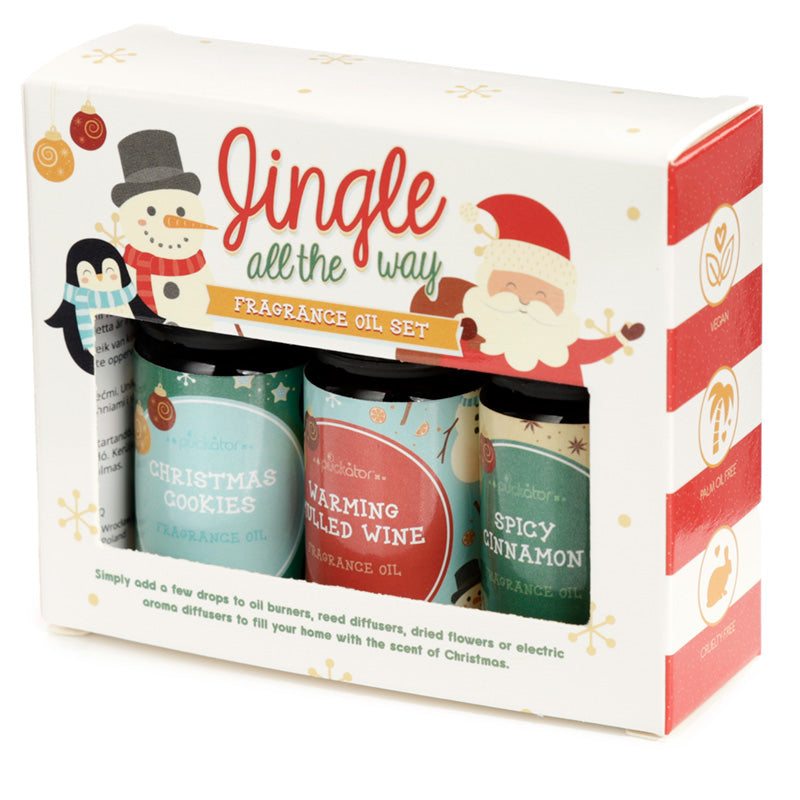 Set of 3 Eden Christmas Fragrance Oils - Jingle All the Way Cinnamon, Mulled Wine, Christmas Cookie