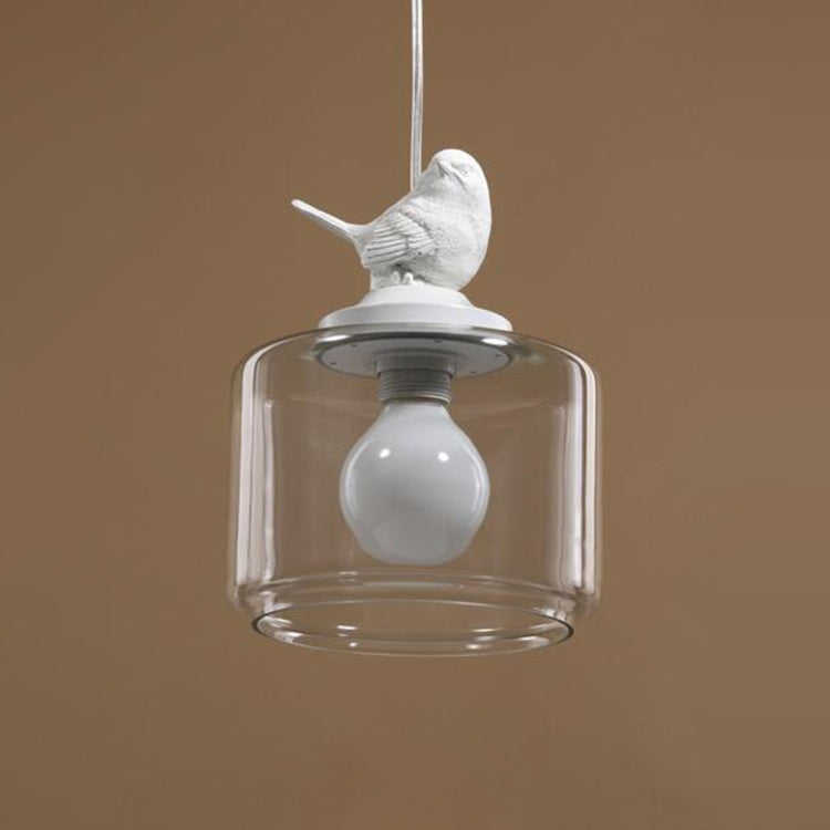 Nordic Modern Hanging Lamp Transparent Birdcage Glass Pendant Light LED E27 Ceiling Light Perfect for Kitchen Dining Room Bedroom (Wram White)
