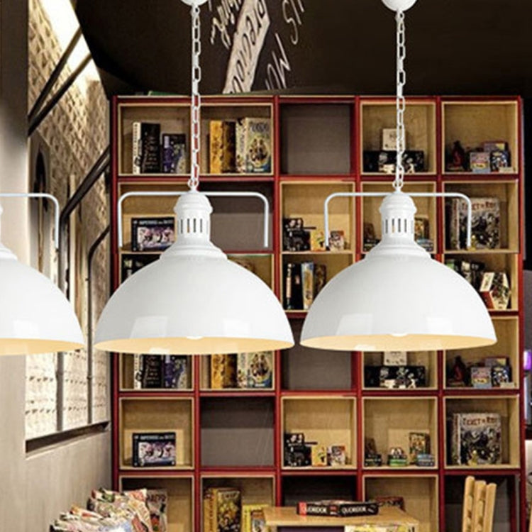 Retro Industrial Pendant Light Creative Single Head Iron Art Hanging Lamp E27 Bulb Perfect for Kitchen Dining Room Bedroom Living Room (Color:White Size: + Warm White)