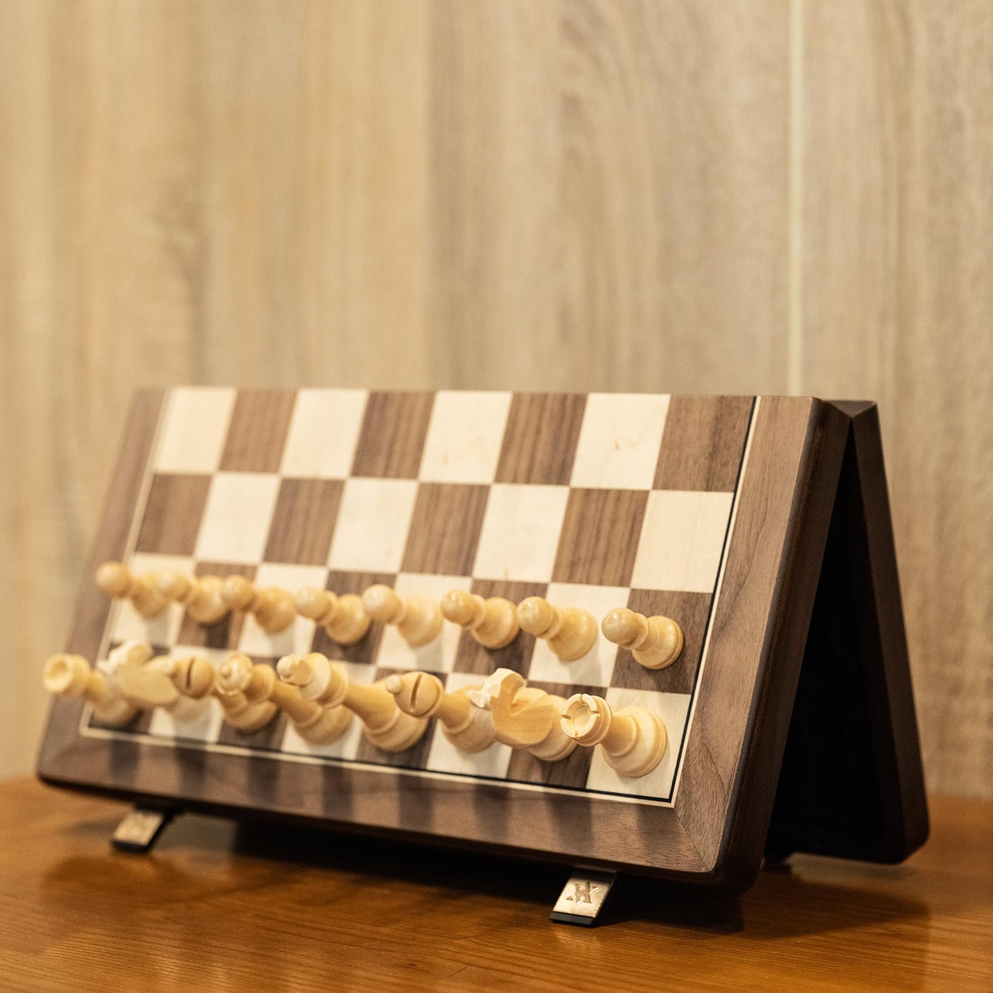 A&A 15" Magnetic Wooden Chess Set – Handmade Staunton Pieces, 3" King Height, 2 Extra Queens, Folding Travel Board