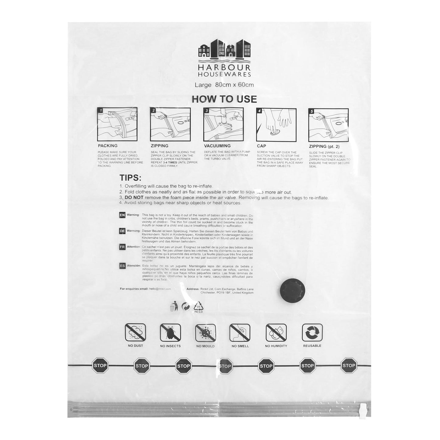 Vacuum Storage Bags - 3 Sizes - White - Pack of 15