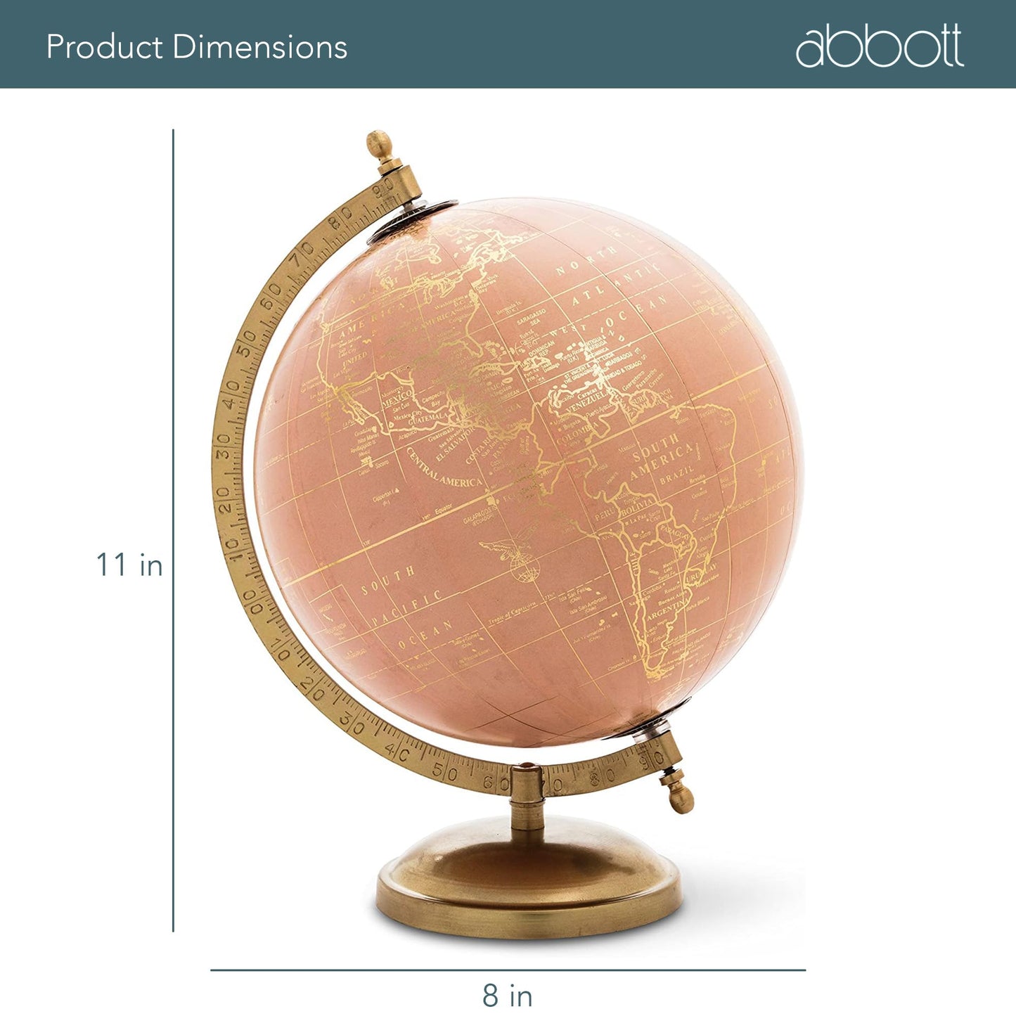 Abbott Collection Latitude 10 Spinning Globe - Gold & Black, 11in Height | Desk Decor