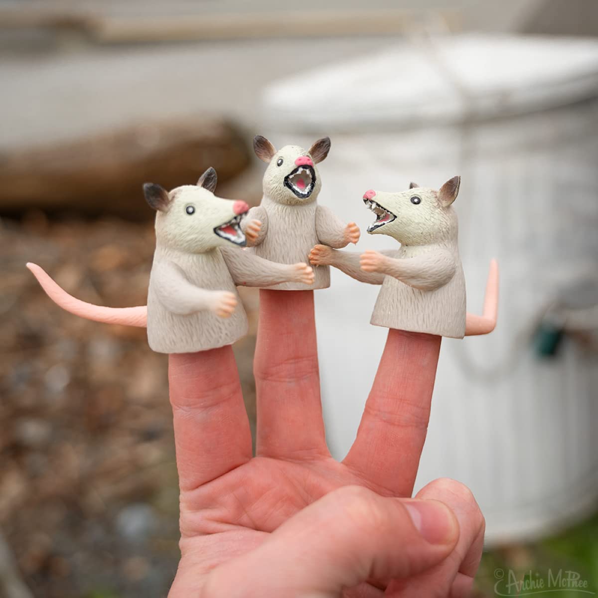 Accoutrements 3 Pack Finger Possums Finger Puppets – 2 Inch Soft Vinyl Puppets