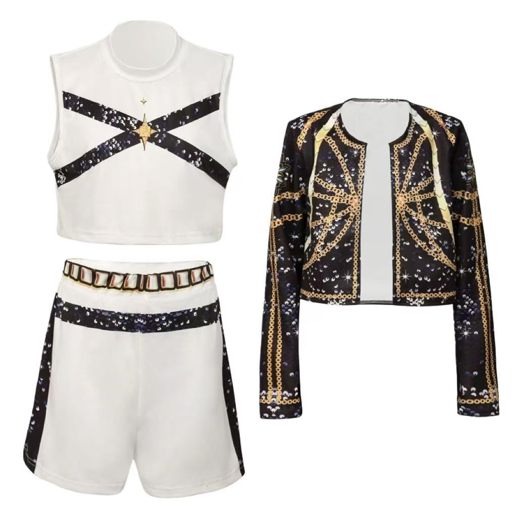 ADCHUNTUCOS Girls Halloween Costume – Black & Yellow 2-Piece Top & Pants for Cosplay