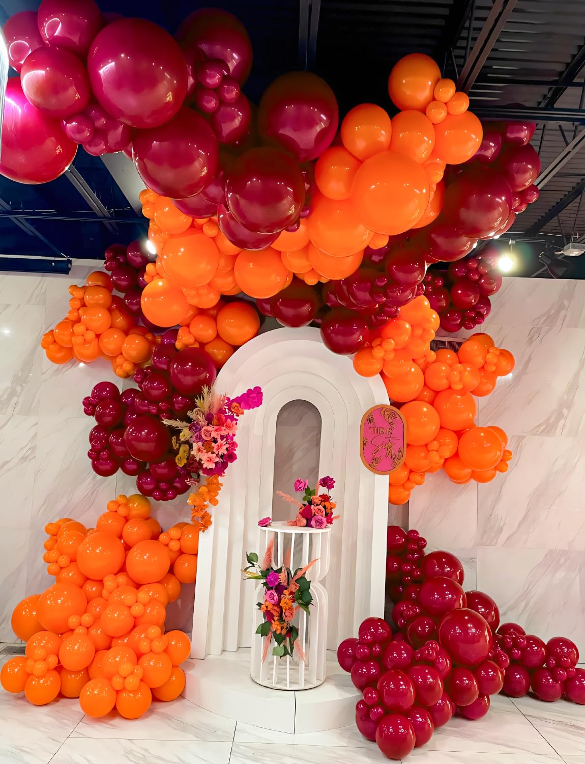 Adeyoo Fall Balloons – 12in Burgundy Orange Gold Confetti Set, 50Pcs for Autumn Thanksgiving & Party Decor
