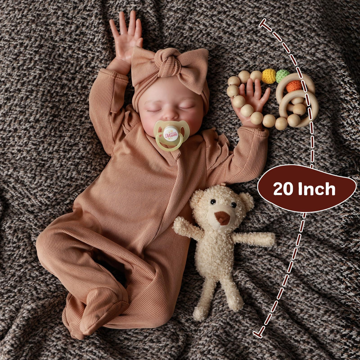ADFO Real Life Reborn Baby Doll Girl 20in – Lifelike Vinyl with Accessories for Ages 3+