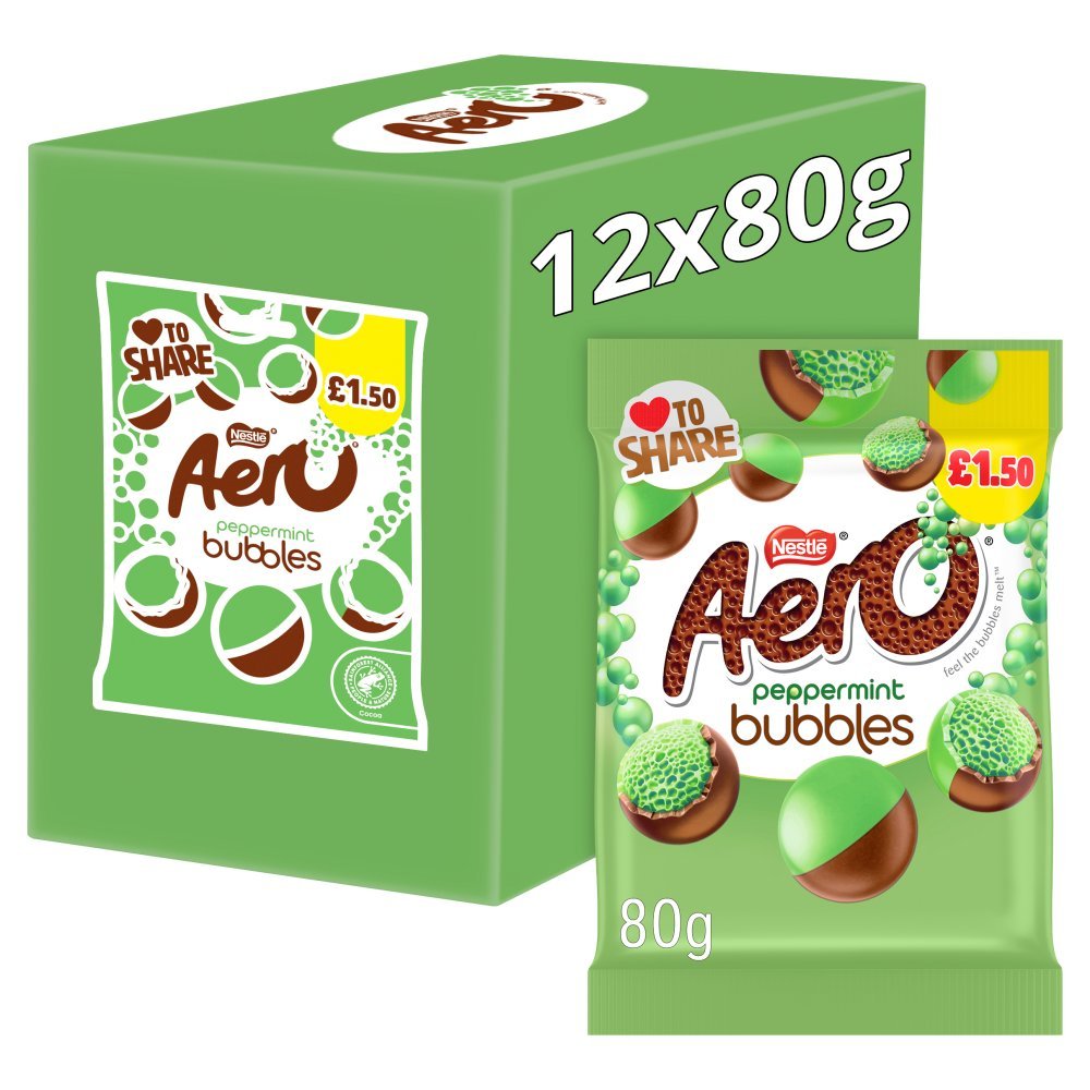 Aero Bubbles Peppermint Mint Chocolate Bag PMP 80g (Case of 12)