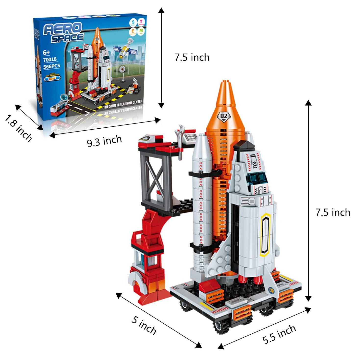 AESGOGO STEM Space Toys for Kids 6-12 | 566 Pcs Space Shuttle Launch Center Building Set
