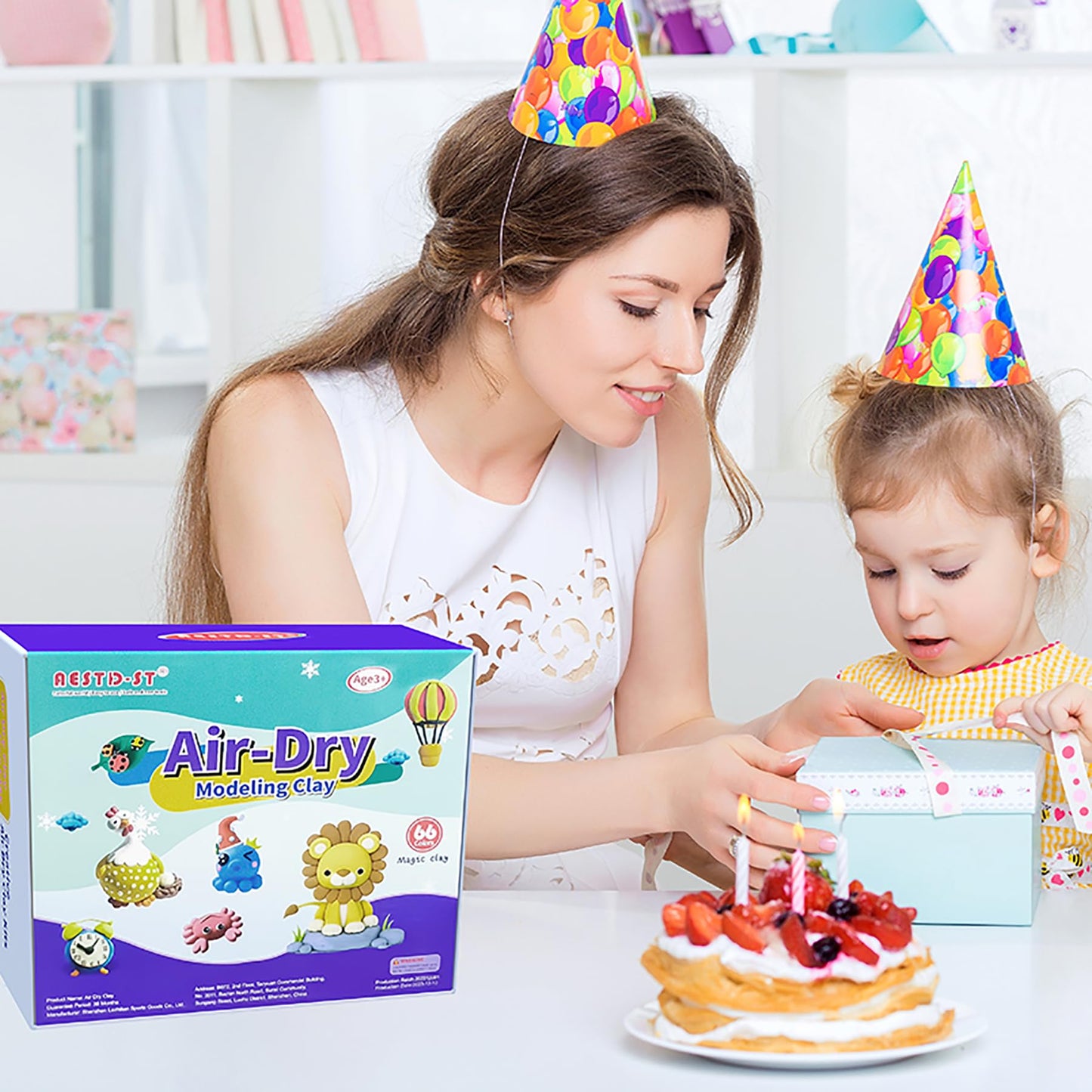 Aestd-ST Air Dry Clay 66 Colors Set | Non-Stick Soft Modeling Clay for Kids, Includes Sculpting Tools