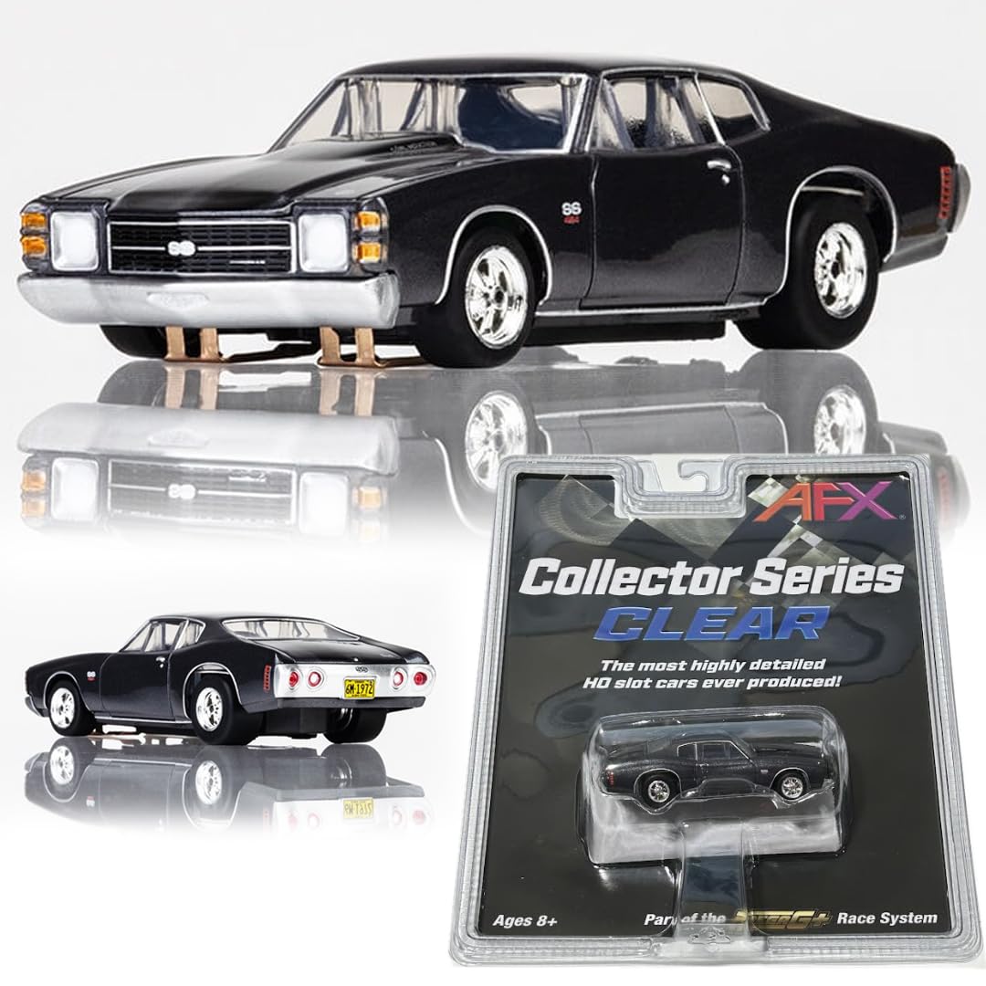AFX Mega-G+ 1972 Chevelle SS454 Black HO Slot Car – Clear Interior