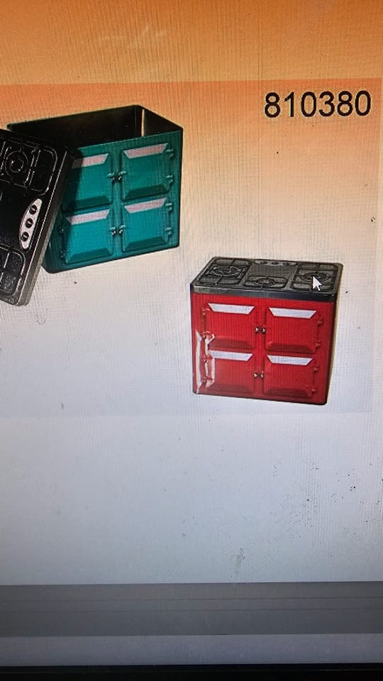Aga Style Cooker Embossed Tin. Kitchen Biscuit Cookie Storage aqua only left
