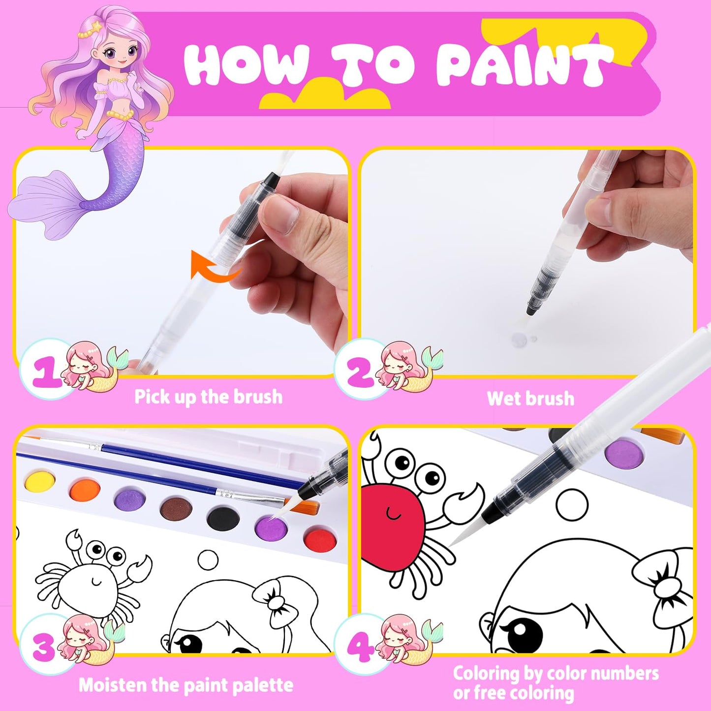 AGGKKY Paint with Water Coloring Books for Kids – Mess-Free Watercolor Set for Toddlers 3+