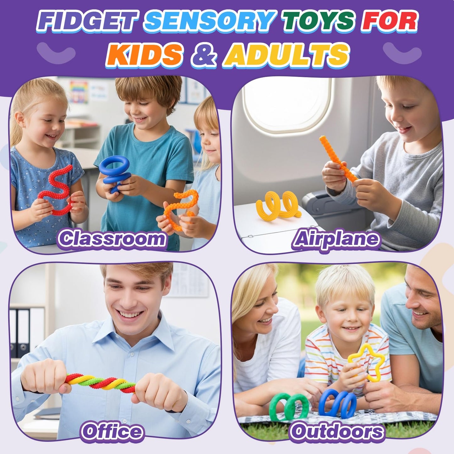 AGIFTMIND Sensory Sticks – 8-Pack Silicone Textured Fidget Toys for Focus, Travel, and Creative Play
