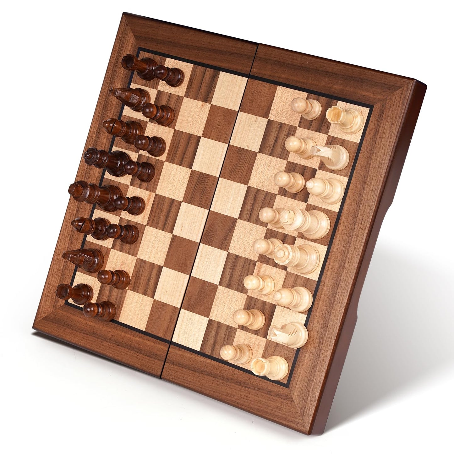 Agirlgle 2-in-1 Magnetic Chess & Checkers Board — 12-Inch Folding Travel Set