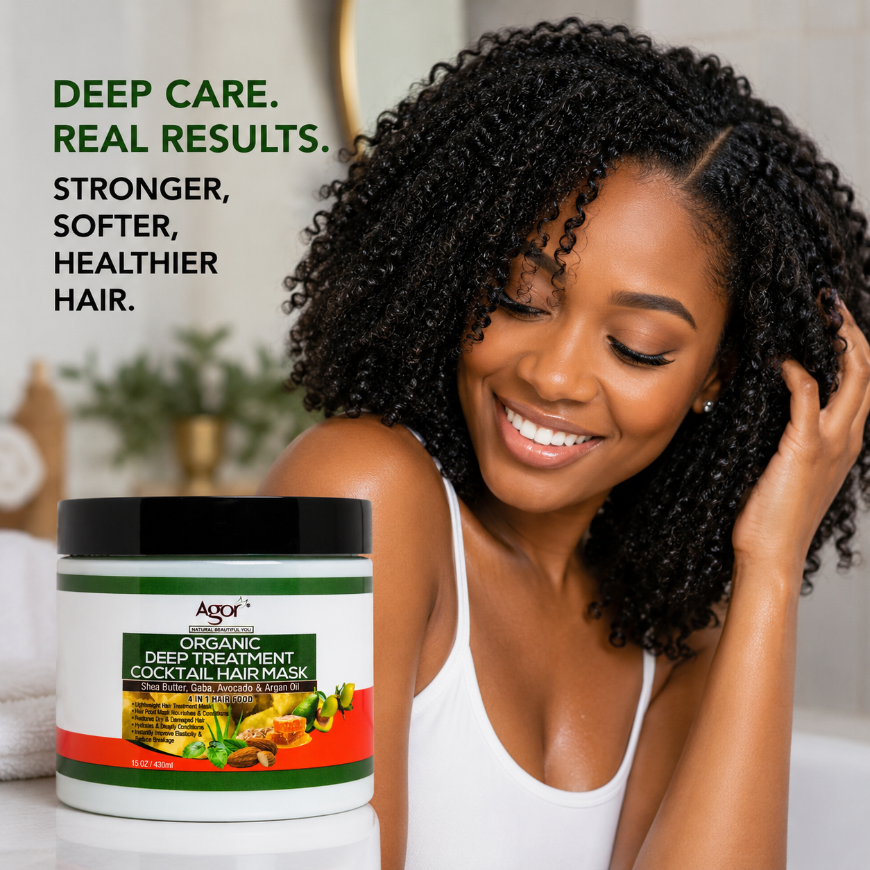 Agor Organic Deep Treatment Cocktail Hair Mask 4-in-1 Moisture 430 g/15 oz