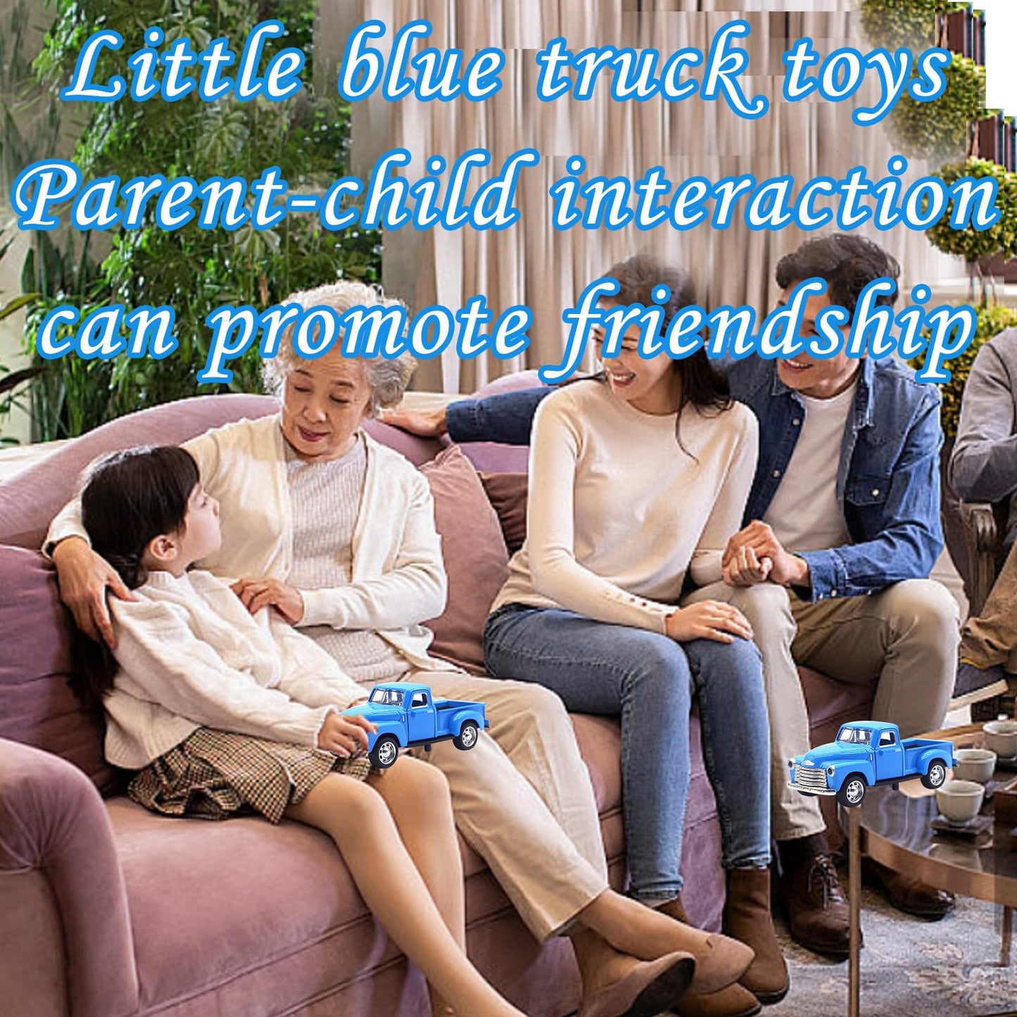 AGSIXZLAN Little Blue Truck Toy for Toddlers — 1:32 Scale Pull-Back Car with Openable Doors