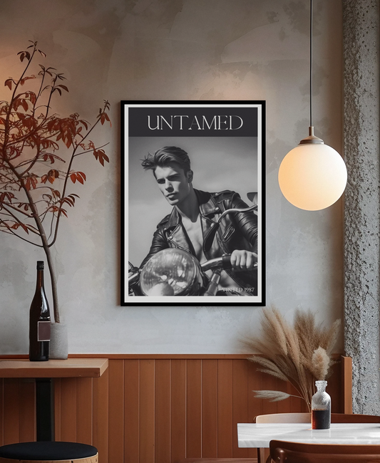Retro Motorcycle Poster - Black & White Wall Art