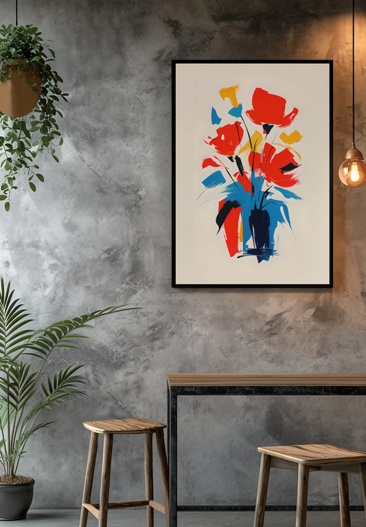 Vibrant Abstract Floral Poster - Colorful Flower Wall Art Print for Home Décor