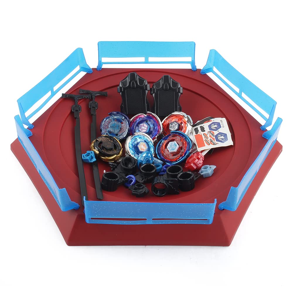 AIBREAY Battling Top Stadium Set – 6 Fusion Tops, 2 Launchers, Arena