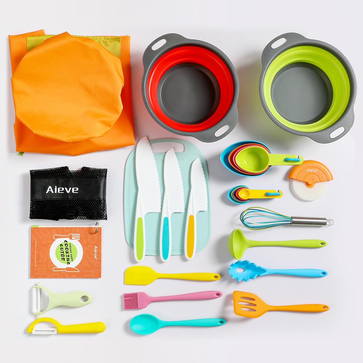 AIEVE Kids 28-Piece Cooking Set for Real Cooking | Safe, Durable Kitchen Tools for Ages 6–12
