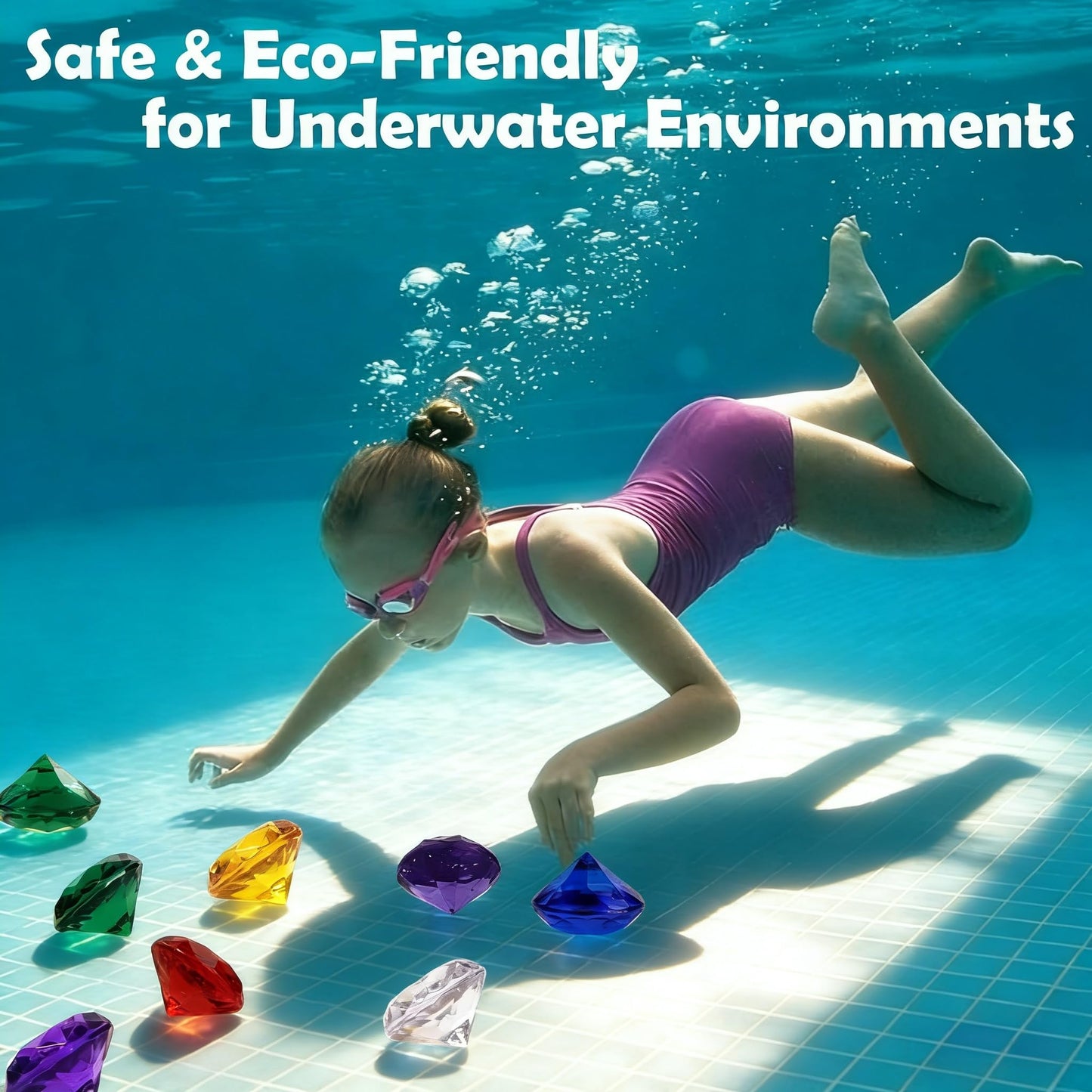 AiFanS 6PCS 60mm Extra Big Diving Gems – Colorful Pool Toys for Kids Swim Training