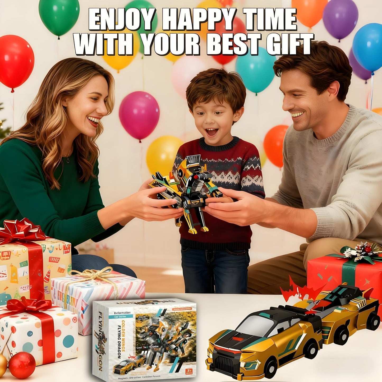 Aimery Collision Transforming Dinosaur Car Toy – 2-in-1 Magnetic Cars to Dragon