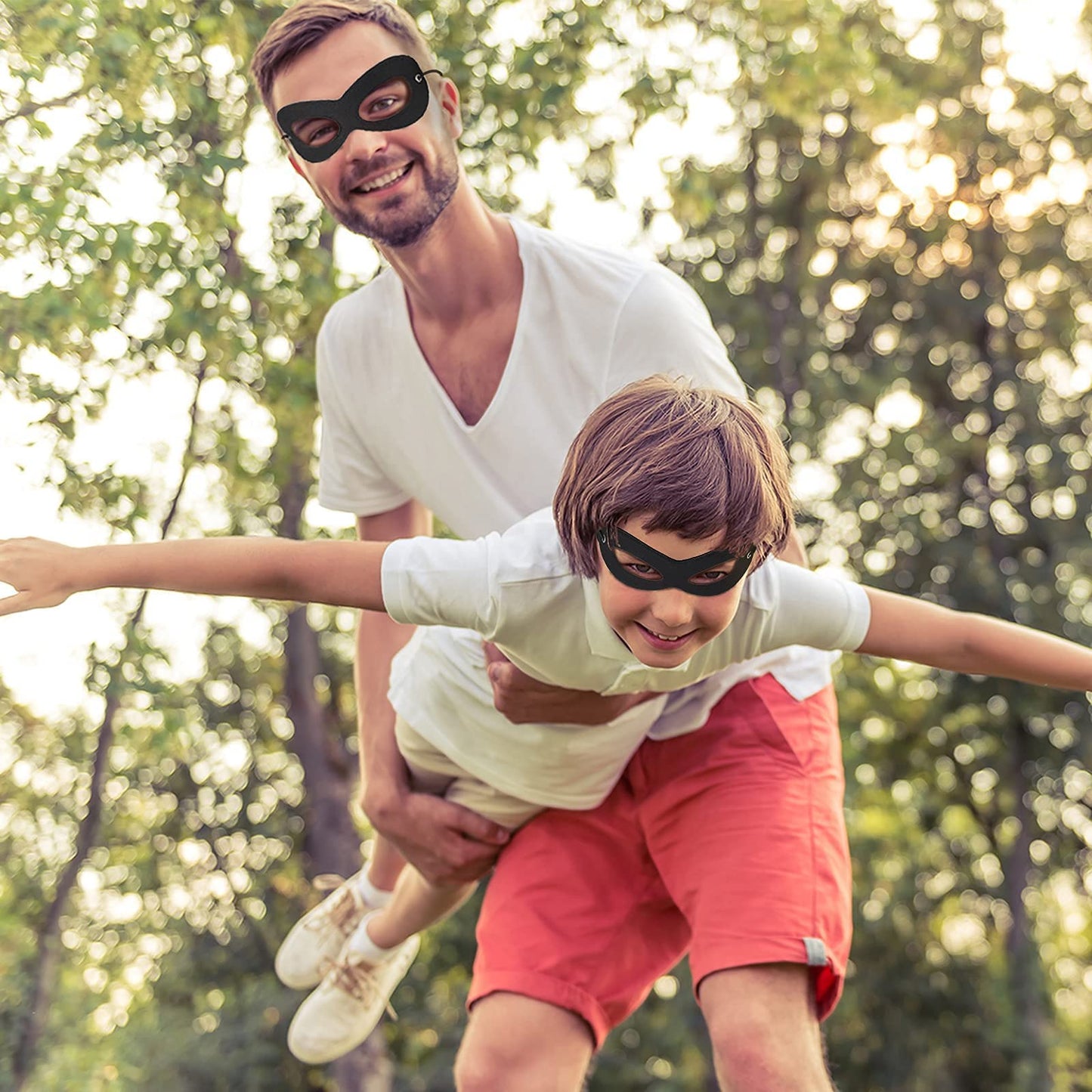 AIMIKE 2-Pack Black Felt Superhero Masks | Adjustable Half Masks for Kids & Adults