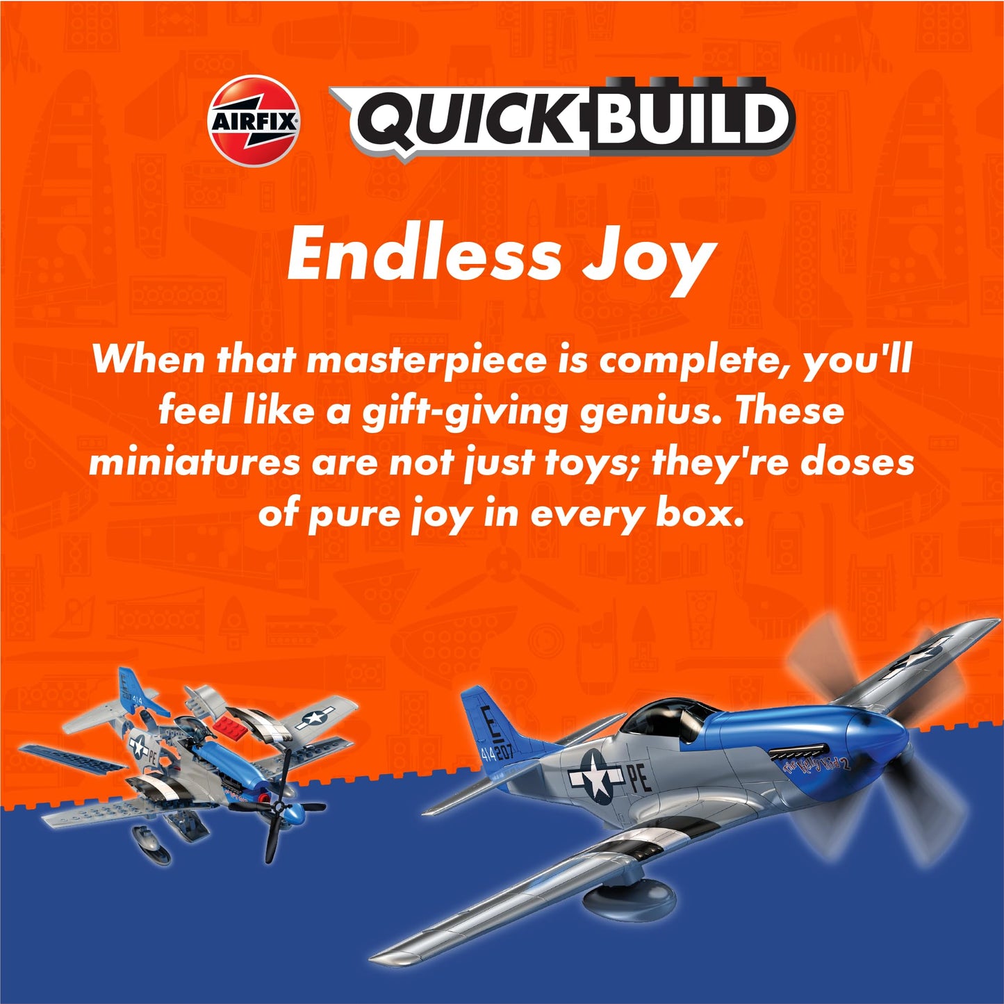 Airfix Quickbuild P-51D Mustang Kit – No Glue, Pre-Painted, Skill Level 1 (J6016)