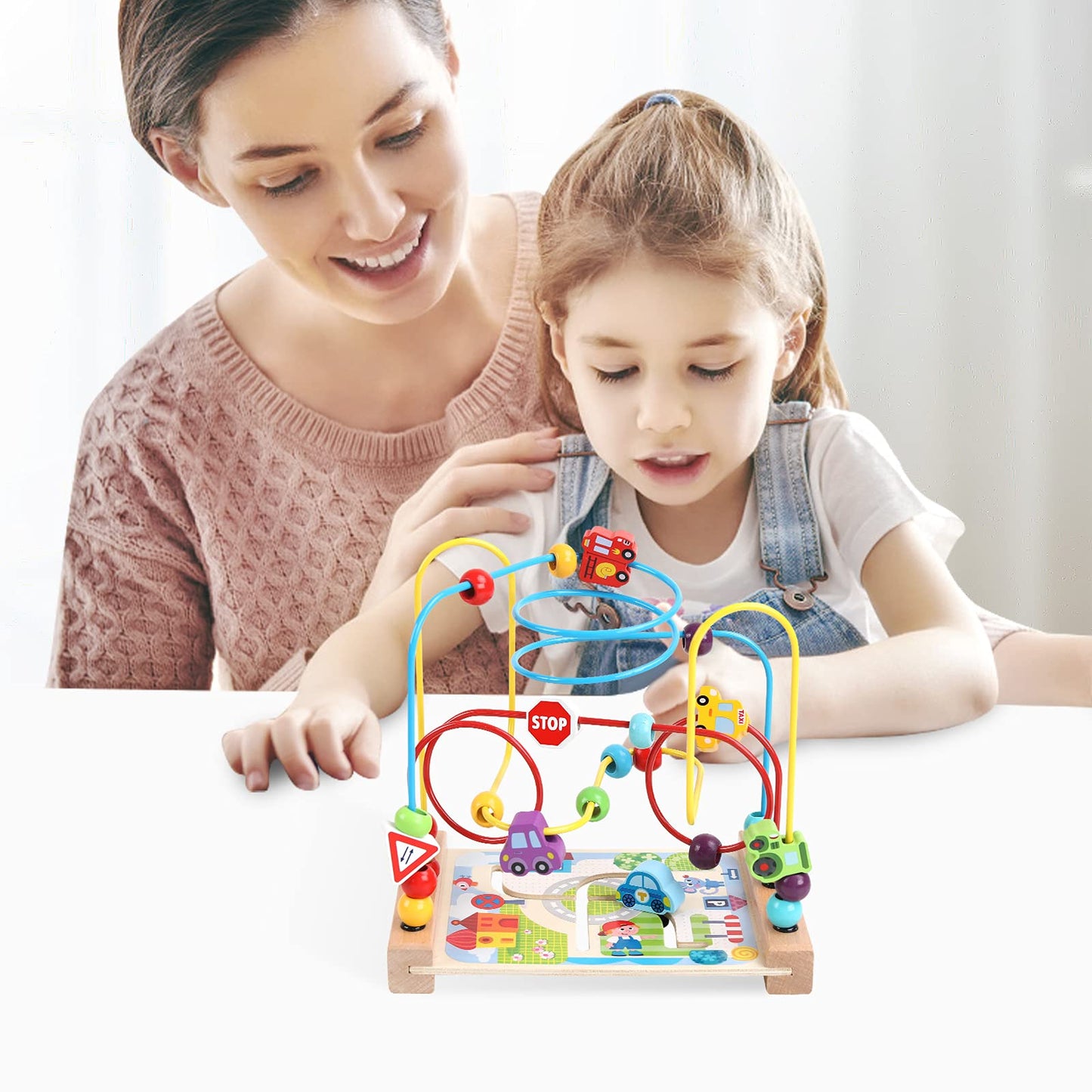AISHUN Wooden Bead Maze Toy for Toddlers – Colorful Roller Coaster for Early Learning
