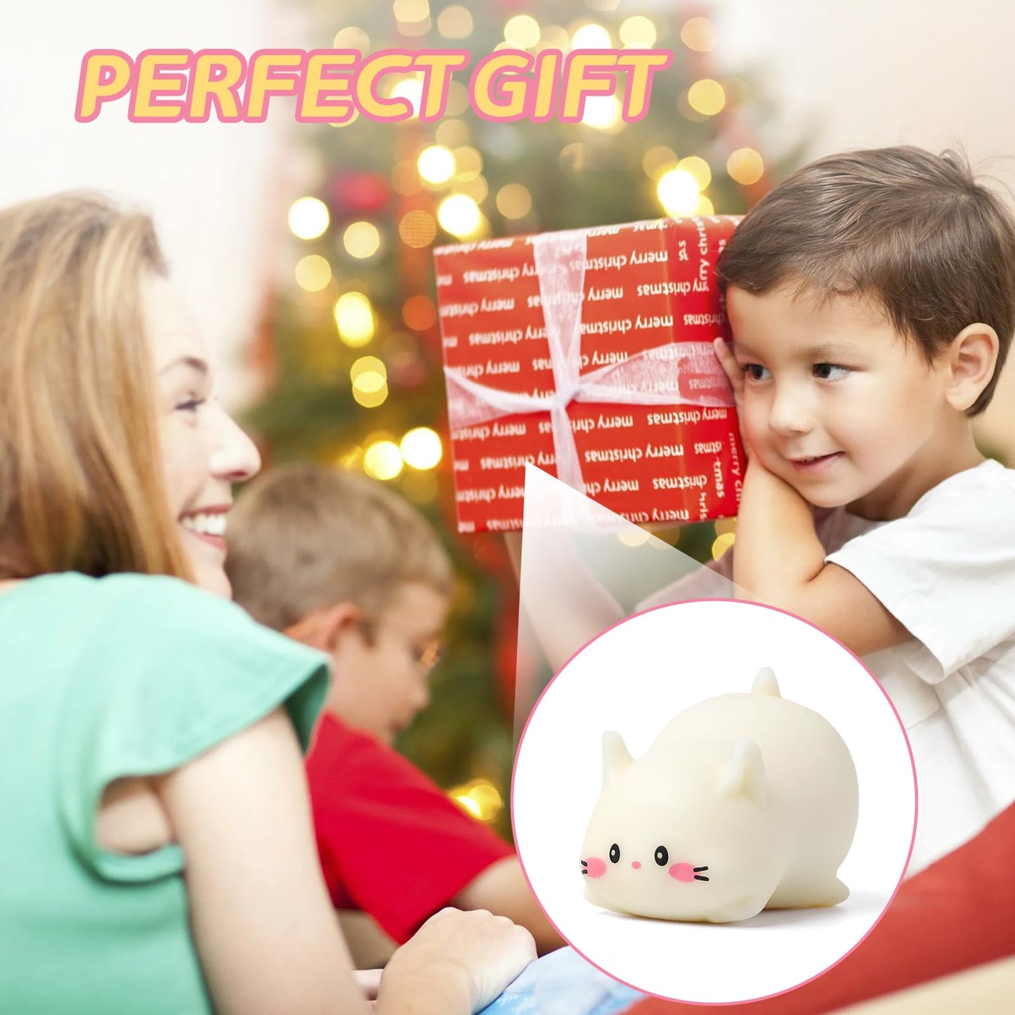 AiSiXin Cat Stress Ball White – Cute Squishy Fidget Toy for Kids & Adults