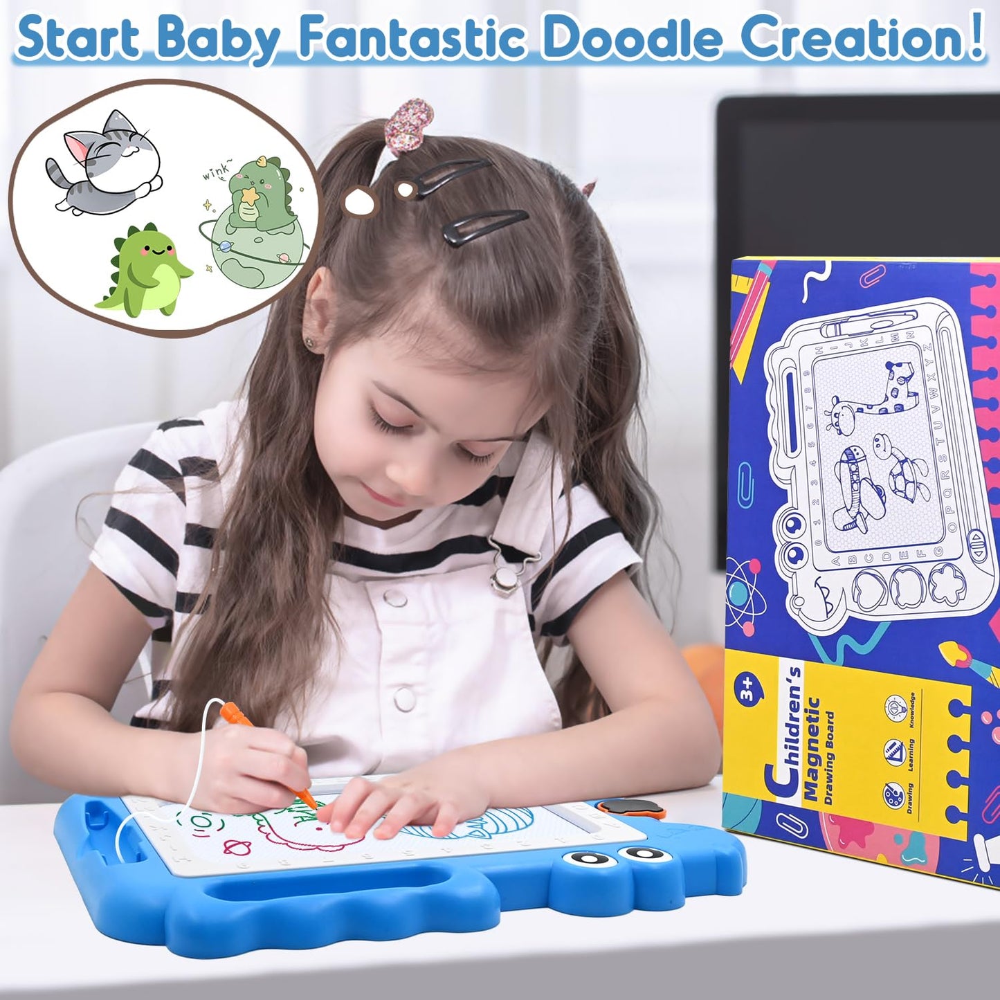 AiTuiTui Magnetic Drawing Board Blue – Travel Doodle Pad for Kids